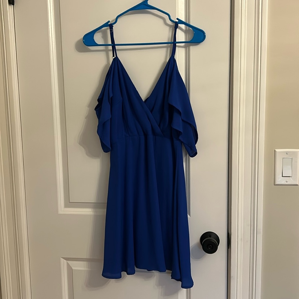 Lulus off the shoulder mini dress fit and flare